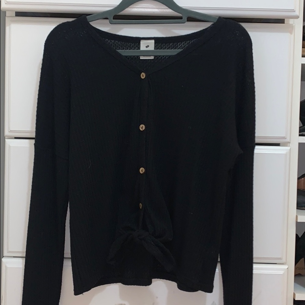 Black button up sweater (with tie in front)